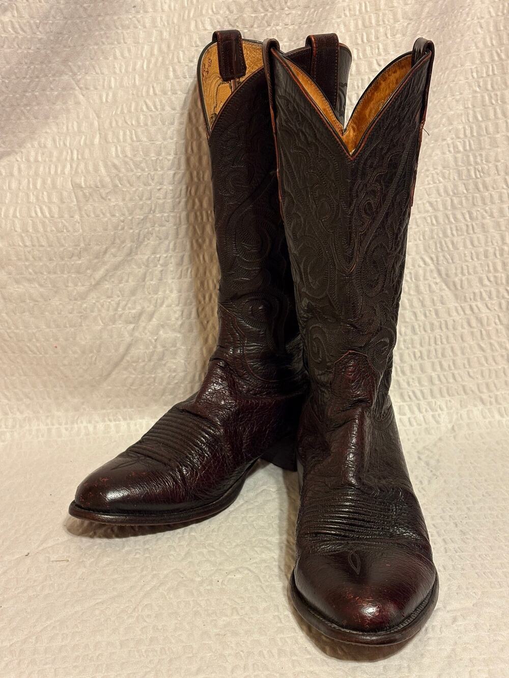 Luchesse 2000 VTG T3132RF Ostrich Black Cherry Western Cowboy Boots Men’s 8.5EE
